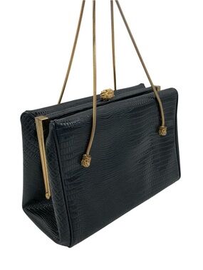 After Five Vintage Croc Embossed Frame Style Handbag